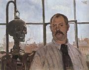 Lovis Corinth Self-Portrait with Skeleton oil painting